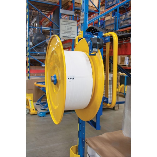 Strapping Dispenser, Polyester/Steel/Polypropylene Straps, 16"/8" Core Dia., 3"/8"/6" Roll Width Cam Industrial