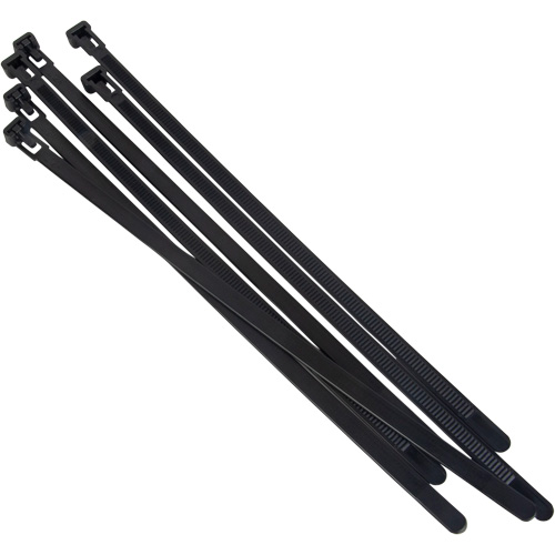 Attache-c&acirc;ble r&eacute;utilisable, Longueur 8", R&eacute;sistance &agrave; la traction 50 lb, Noir Cam Industrial