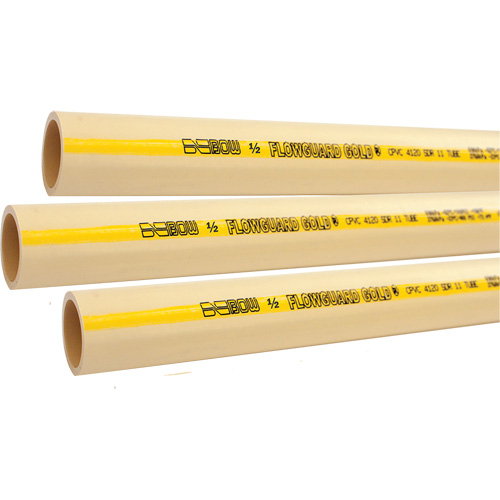 Flowguard Gold&reg; Hot & Cold Water Pipe, CPVC, 20' L x 1.25" Dia. Cam Industrial