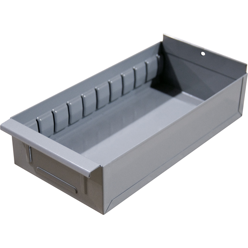 Interlok Boltless Shelving Shelf Box, Steel, 5-5/8" W x 18" D x 2-3/4" H, Light Grey Cam Industrial