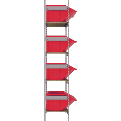 Wide Span Shelving with Jumbo Plastic Bins, Steel, Boltless, 800 lbs. Capacity, 66" W x 72" H x 18" D Cam Industrial