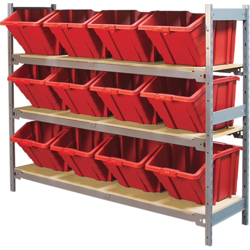 &eacute;tag&egrave;res larges avec bacs g&eacute;ants en plastique, Acier, Sans boulons, Capacit&eacute; 800 lb, 66" la x 60" h x 18" p Cam Industrial