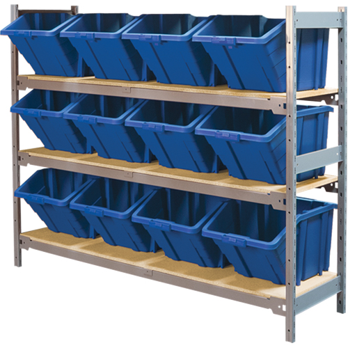 &eacute;tag&egrave;res larges avec bacs g&eacute;ants en plastique, Acier, Sans boulons, Capacit&eacute; 800 lb, 66" la x 60" h x 18" p Cam Industrial