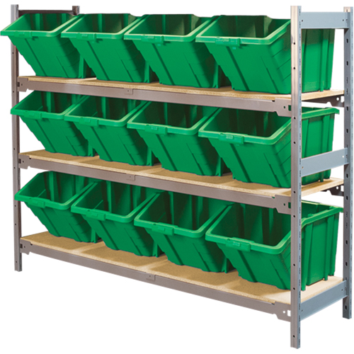 &eacute;tag&egrave;res larges avec bacs g&eacute;ants en plastique, Acier, Sans boulons, Capacit&eacute; 800 lb, 66" la x 60" h x 18" p Cam Industrial