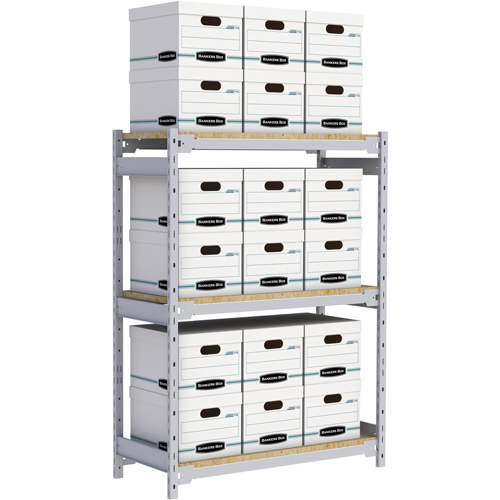 Wide Span Record Storage Shelving, Steel, 3 Shelves, 42" W x 18" D x 60" H Cam Industrial