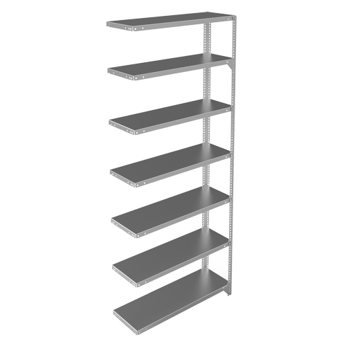 Shelving Unit, Galvanized Steel, Slotted Angle, 400 lbs. Capacity, 36" W x 84" H x 12" D Cam Industrial