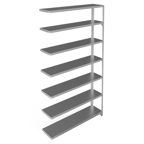 Shelving Unit, Galvanized Steel, Slotted Angle, 300 lbs. Capacity, 48" W x 84" H x 12" D Cam Industrial