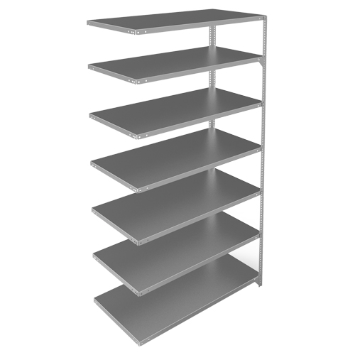Shelving Unit, Galvanized Steel, Slotted Angle, 275 lbs. Capacity, 48" W x 84" H x 24" D Cam Industrial
