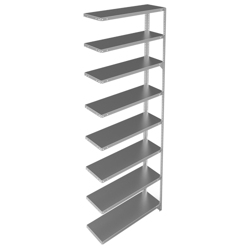 Shelving Unit, Galvanized Steel, Slotted Angle, 400 lbs. Capacity, 36" W x 96" H x 12" D Cam Industrial
