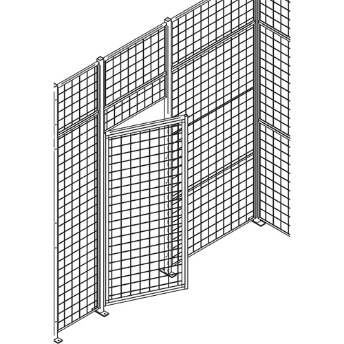 Wire Mesh Partition Swing Door with Wicket, 4' W x 7' H Cam Industrial