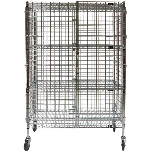 Security Cart, Chrome Plated, 48" x 69" x 24", 500 lbs. Capacity Cam Industrial