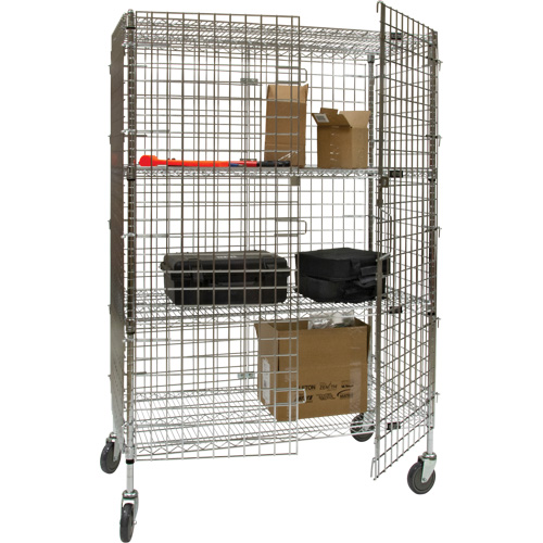 Security Cart, Chrome Plated, 48" x 69" x 24", 500 lbs. Capacity Cam Industrial
