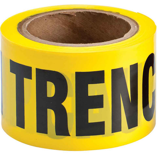 Ruban pour barricade, Anglais, 3" la x 200' lo, 3 mils, Noir sur jaune Cam Industrial