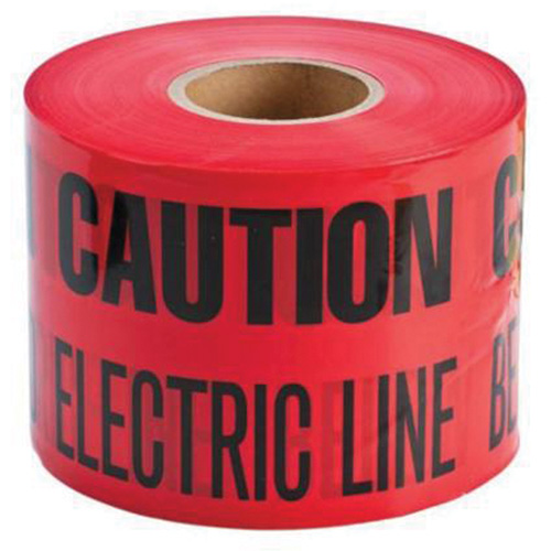 "Buried Electric Line" Identoline&reg; Underground Warning Tape, 6" W x 1000' L, Black on Red Cam Industrial
