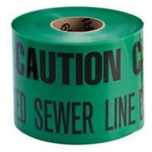 "Buried Sewer Line" Identoline&reg; Underground Warning Tape, 6" W x 1000' L, Black on Green Cam Industrial