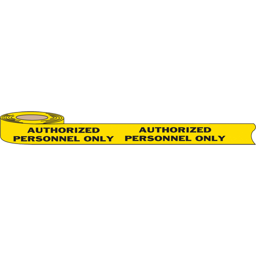 Barricade Tape, English, 3" W x 1000' L, 2 mils, Black on Yellow Cam Industrial