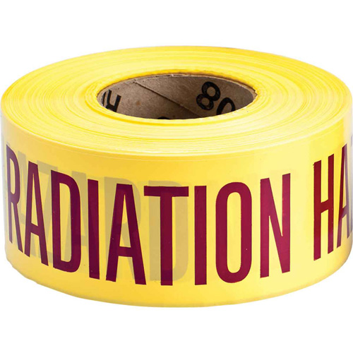 Ruban pour barricade, Anglais, 3" la x 200' lo, 3 mils, Magenta/jaune Cam Industrial