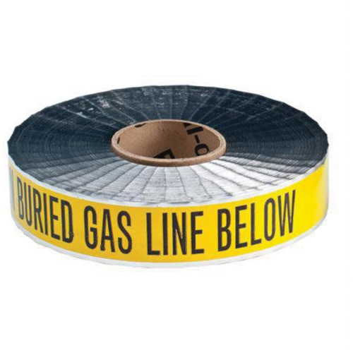 "Gas Line" Identoline&reg; Underground Warning Tape, 2" W x 1000' L, Black on Yellow Cam Industrial