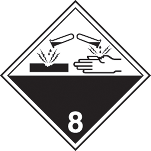 TDG Shipping Labels, Class 8, Corrosives, Paper Cam Industrial