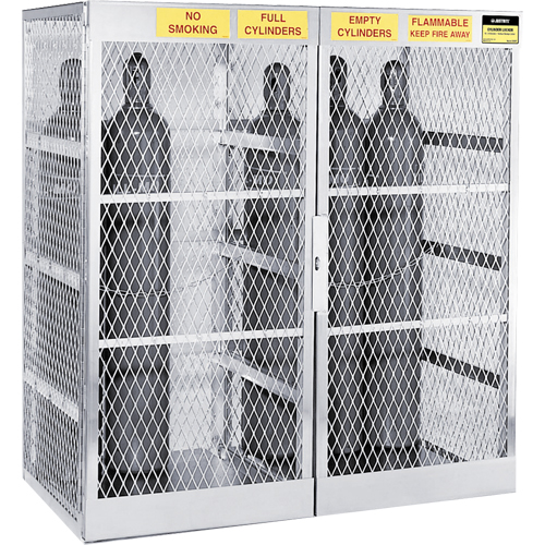Aluminum LPG Cylinder Locker Storage, 20 Cylinder Capacity, 60" W x 32" D x 65" H, Silver Cam Industrial