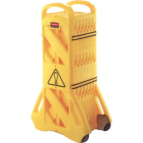 Portable Mobile Barriers, 13' L, Plastic, Yellow Cam Industrial
