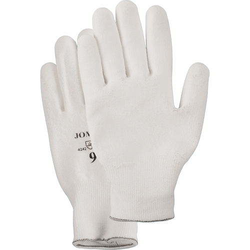 White Knit Palm Coated Gloves, Size Small/7, Polyurethane Coated, HPPE Shell, EN 388 Level 2 Cam Industrial