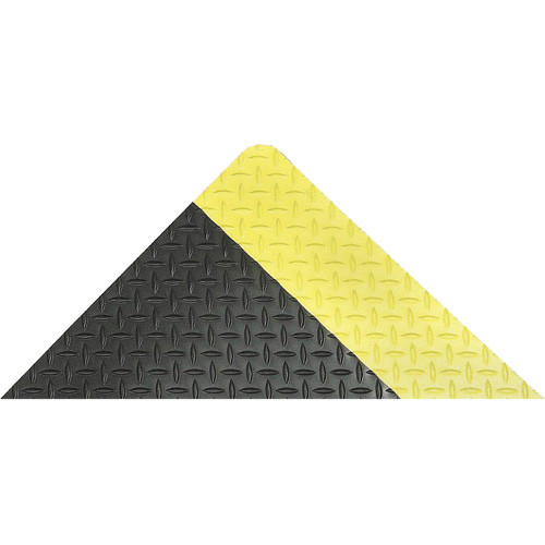 Tapis antifatigue ergonomique Saddle Trax, Losange, 2' x 3' x 1", Noir/Jaune, Vinyle Cam Industrial