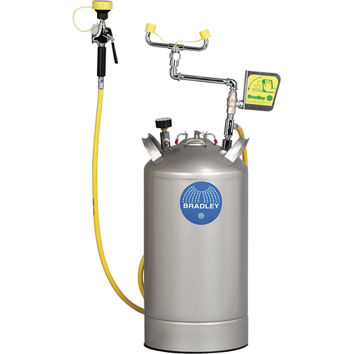 Portable Eyewash Station, Pressurized, 15 gal. Capacity, Meets ANSI Z358.1 Cam Industrial