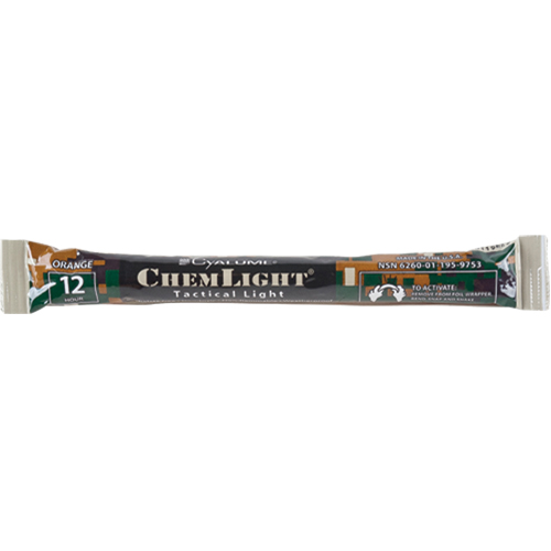 6" Cyalume&reg; Lightsticks, Orange, 12 hrs. Duration Cam Industrial