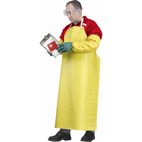 Flame Resistant Aprons, Neoprene/Polyester, 48" L x 35" W, Yellow Cam Industrial