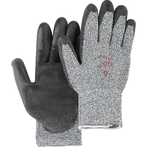 Gants de tricot poivre & sel avec rev&ecirc;tement de paume noir, Taille Petit/7, Rev&ecirc;tement Polyur&eacute;thane, Enveloppe en PEHP, ANSI/ISEA 105 niveau 2 Cam Industrial