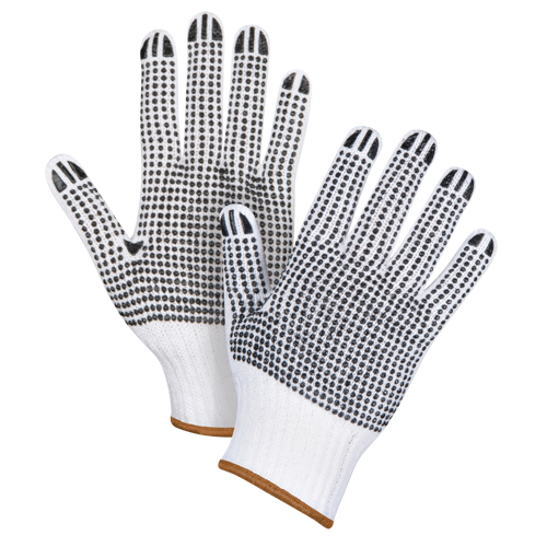 Double-Sided Dotted String Knit Gloves, Poly/Cotton, Double Sided, 7 Gauge, Large Cam Industrial