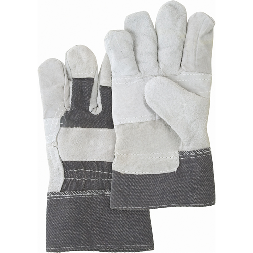 Gants d'ajusteur &agrave; paume renforc&eacute;e d'usage standard, Grand, Paume en Cuir de vache refendu, Doublure en Coton Cam Industrial