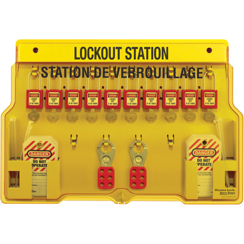 Lockout Station, Aluminum Padlocks, 10 Padlock Capacity, Padlocks Included Cam Industrial