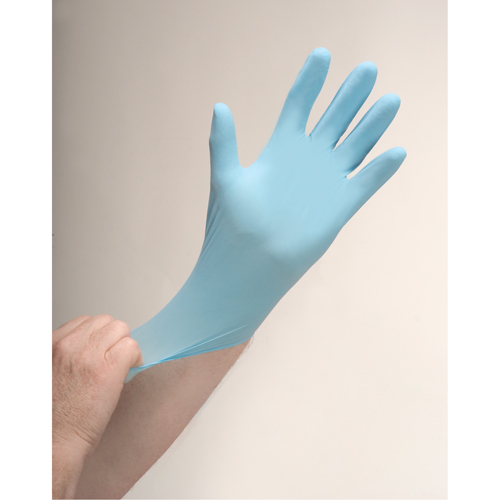 Gants d'examen r&eacute;sistants &agrave; la perforation, T-petit, Nitrile, 4,5 mils, Sans poudre, Bleu Cam Industrial
