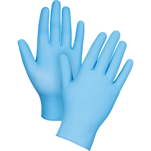 Gants d'examen r&eacute;sistants &agrave; la perforation, T-petit, Nitrile, 4,5 mils, Sans poudre, Bleu Cam Industrial