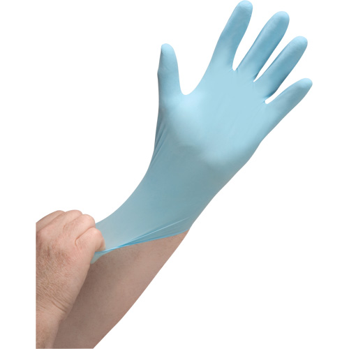 Gants jetables de calibre m&eacute;dical r&eacute;sistants &agrave; la perforation, Moyen, Nitrile, 4,5 mils, Sans poudre, Bleu, Classe 2 Cam Industrial