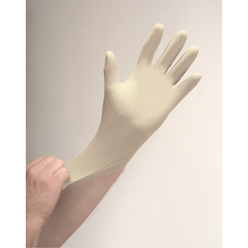 Gants d'examen de premi&egrave;re qualit&eacute; pour peau sensible, T-petit, Latex, 4 mils, Poudr&eacute;s, Naturel Cam Industrial