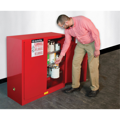 Armoire de s&eacute;curit&eacute; pour la peinture et les encres combustibles EX Sure-Grip, 40 gal., 3 tablettes Cam Industrial