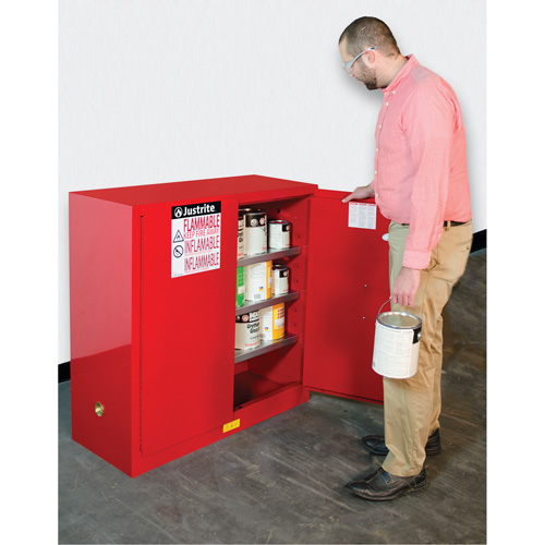 Armoire de s&eacute;curit&eacute; pour la peinture et les encres combustibles EX Sure-Grip, 40 gal., 3 tablettes Cam Industrial