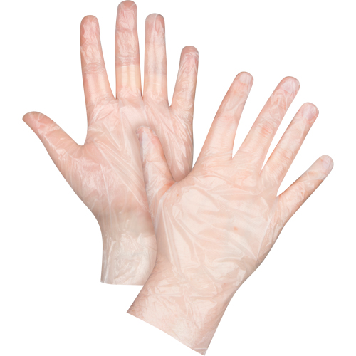 Gants jetables &eacute;conomiques, Petit, Poly&eacute;thyl&egrave;ne, 1 mil, Sans poudre, Transparent Cam Industrial