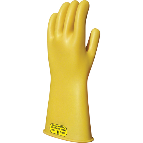 Gants isolants en caoutchouc naturel jaune, ASTM classe 2, Taille 8, 14" lo Cam Industrial