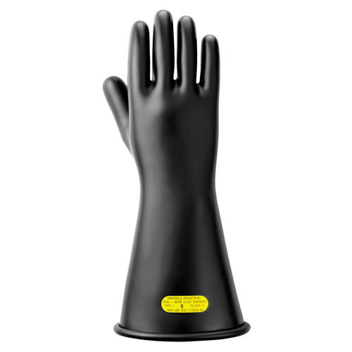 Black Natural Rubber Insulating Gloves, ASTM Class 2, Size 10, 14" L Cam Industrial