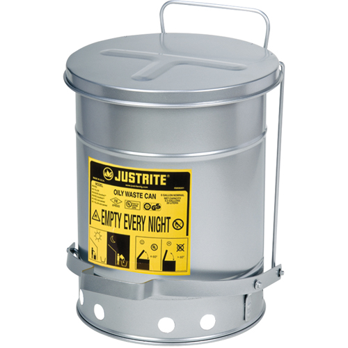 Oily Waste Cans, FM Approved/UL Listed, 14 US gal., Silver Cam Industrial