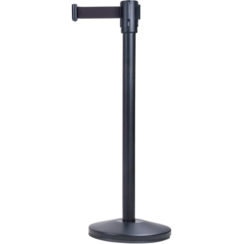 Barri&egrave;res sur pieds pour le contr&ocirc;le des foules, Acier, 35" h, Ruban Noir, Longueur du ruban 7' Cam Industrial