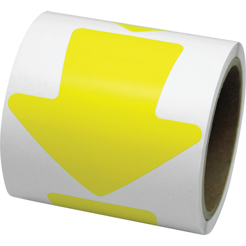 Coloured Floor Marking Decals, Arrow, 4" L x 4" W, Yellow, Vinyl Cam Industrial