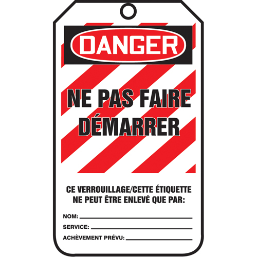 &eacute;tiquettes de verrouillage, Papier cartonn&eacute;, 3-1/8" la x 5-7/8" h, Français Cam Industrial