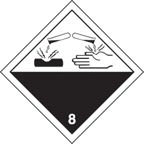 &eacute;tiquettes d'exp&eacute;dition TMD, Classe 8, Corrosifs, Papier Cam Industrial