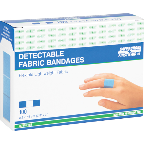 Bandages, Rectangulaire/carr&eacute;e, 3", Tissu d&eacute;tectable, St&eacute;rile Cam Industrial