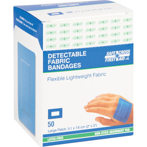 Bandages, Rectangulaire/carr&eacute;e, 3", Tissu d&eacute;tectable, St&eacute;rile Cam Industrial